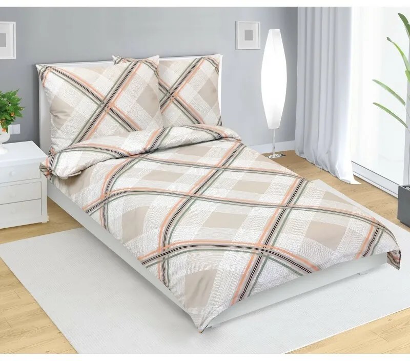 Bellatex szatén ágynemű Kostka bézs , 140 x 220cm, 70 x 90 cm, 140 x 220 cm, 70 x 90 cm