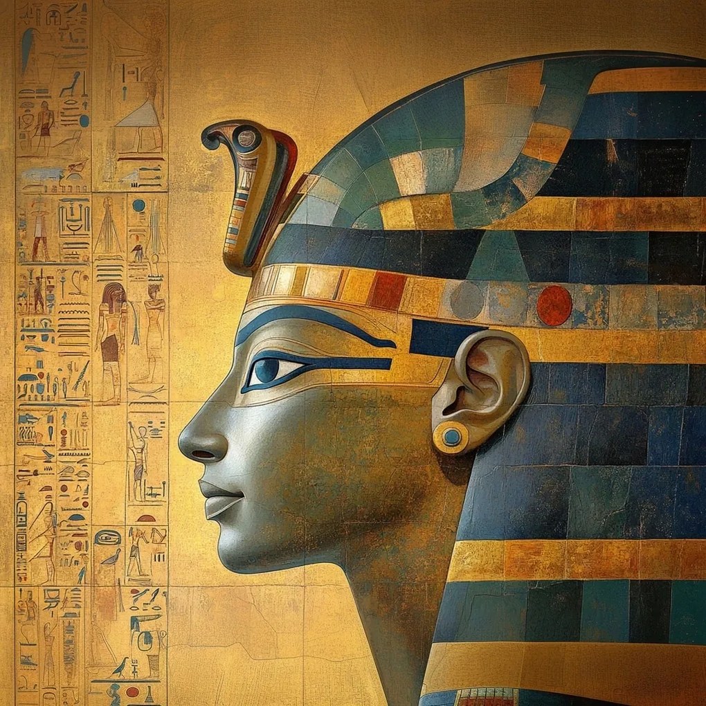 Vászonkép Canvas Egyiptom Fáraó Hieroglifák Arany Művészet Maszk 80x80