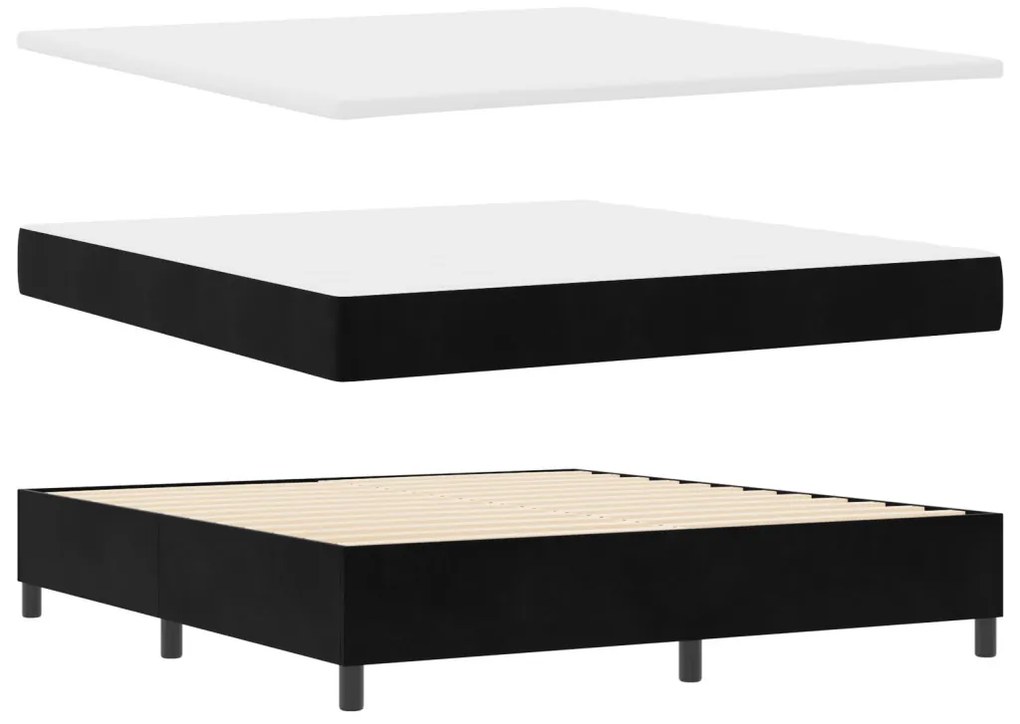 Box Spring Ágy Mattal Fekete Szuper Király Bársony