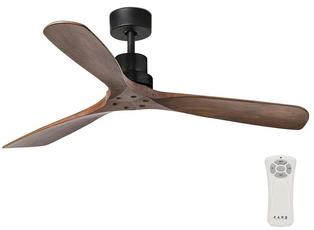 FARO Barcelona FARO 33516 - Mennyezeti ventilátor LANTAU fekete/barna FA33516