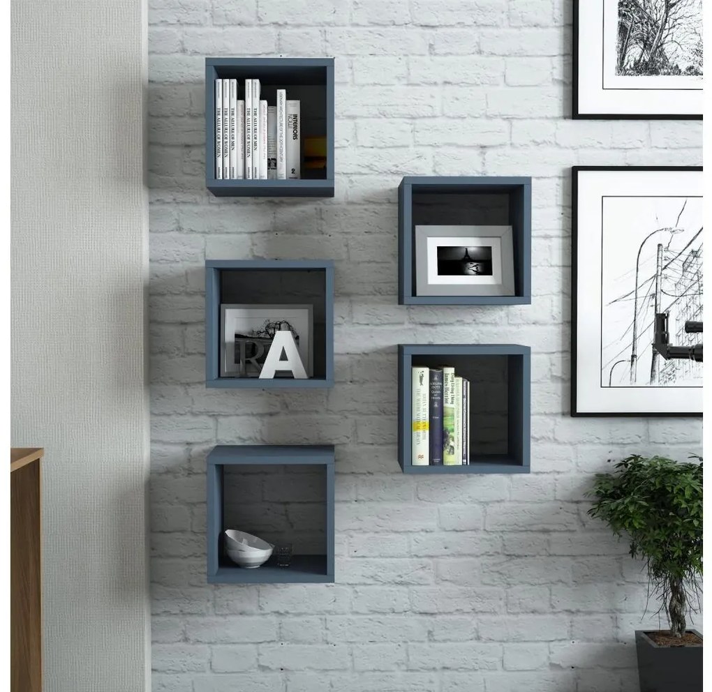 KÉSZLET 5x Fali polc BOX kék