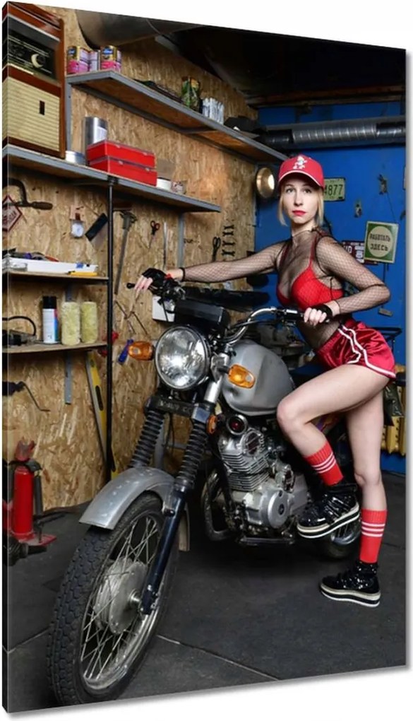 Vászonkép 80x120 Csaj a motoron