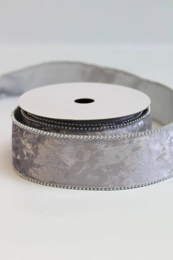 Ezüst bársony szalag 6cm 10m
