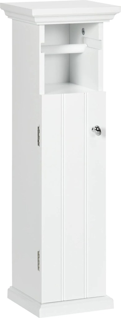 Kleankin Fürdőszobai Szekrény WC Papírtartóval, Helytakarékos Tárolás Fából, mérete: 21,5L x 17,8W x 66,5H cm, Fehér | Aosom