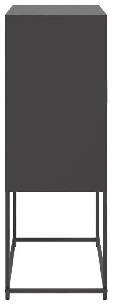 fekete acél magasszekrény 68,5 x 38,5 x 107 cm