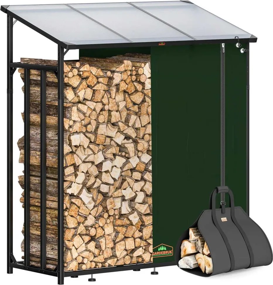 Tűzifa tároló állvány fedéllel 198 x 163 x 70 cm + fatáska