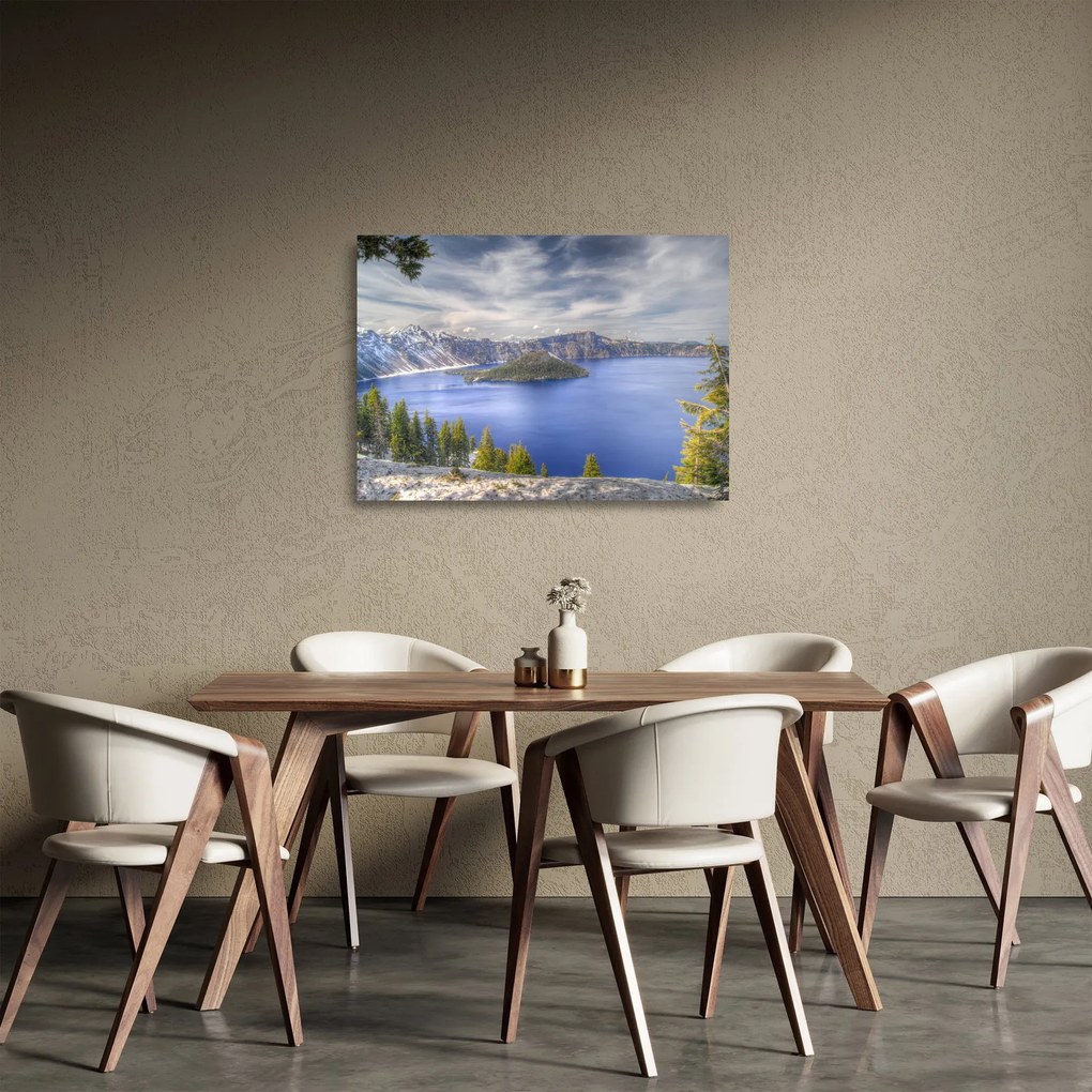 Kép egy hegyi tóról (üvegen) (70x50 cm)