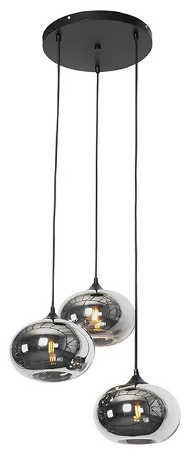 Art Deco lógólámpa fekete füstüveggel 3-lámpás kerek - Busa