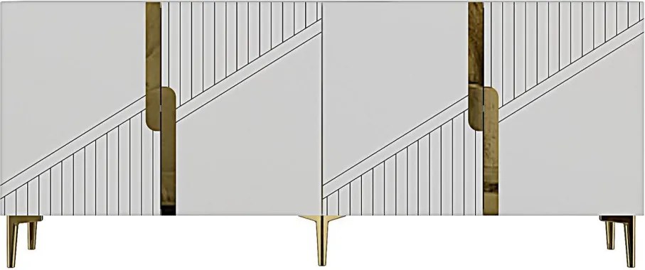 Evva komód, fehér-arany, 125 cm