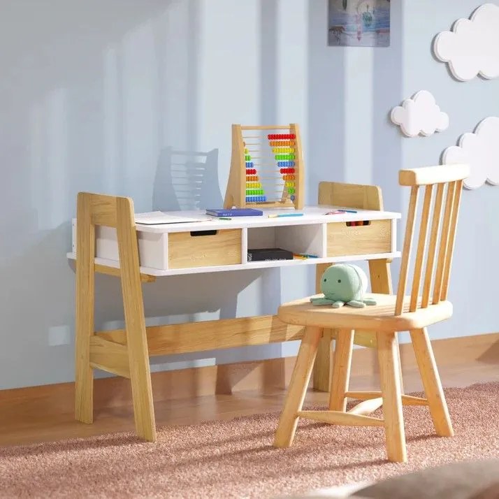 Gyerek íróasztal  magasságban állítható tárolóhellyel fehér