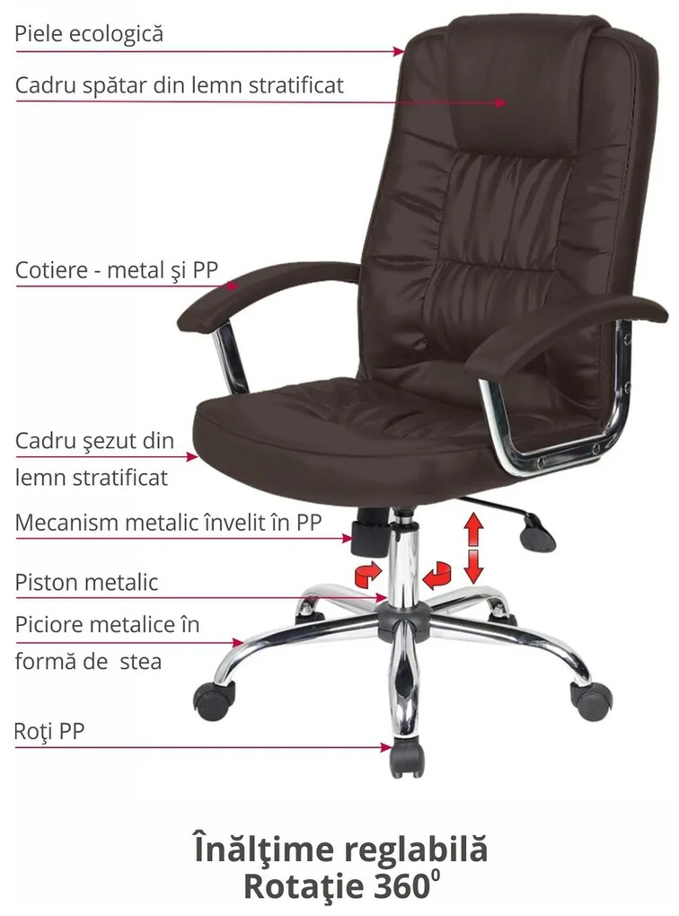 Ergonomikus irodai szék, Bedora Abraj, ökológiai bőr, barna