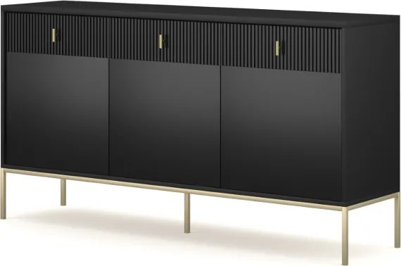 Komód 3 ajtóval és 3 fiókkal fekete színben arany fogantyúkkal – MAGGIORE MA03