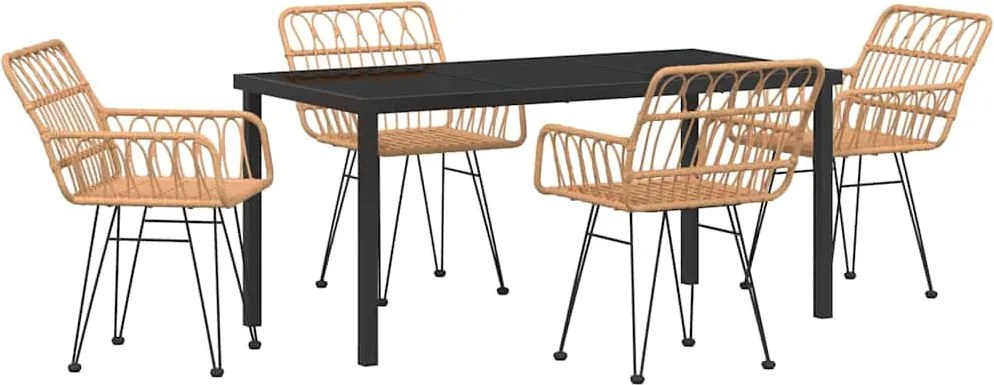 vidaXL Kert étkező szett 5 pcs Barna Porszórt acél