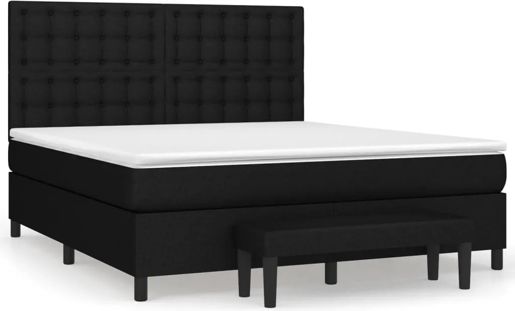 vidaXL fekete szövet rugós ágy matraccal 160x200 cm