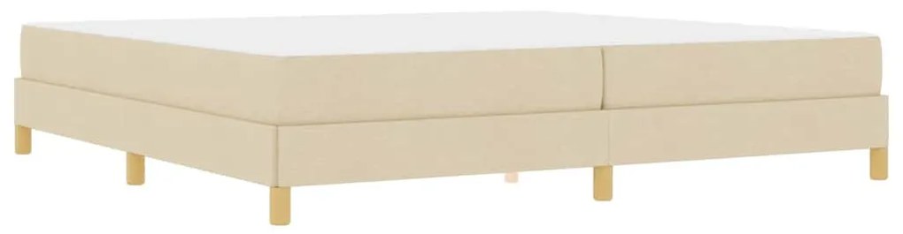 Boxrugós ágy Krém és barna 200 x 200 cm Textil és mérnöki fa