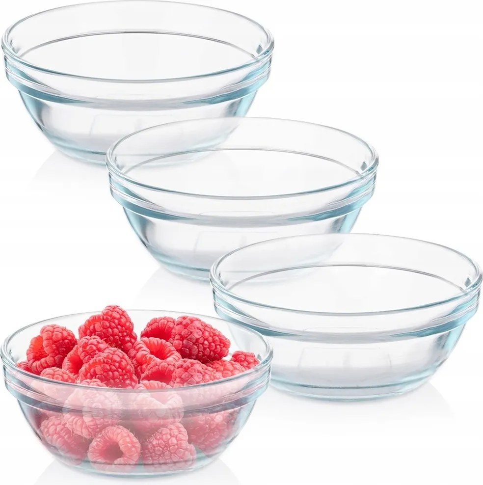 4x Tál Saláta tálaló Üveg Tál Nyersanyagok Snackek Desszertek Fagylalt 200 ml