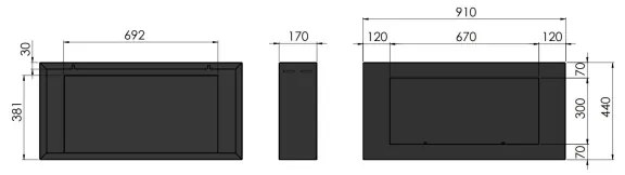 InFire - Fali BIO kandalló 44x91 cm 3kW fekete