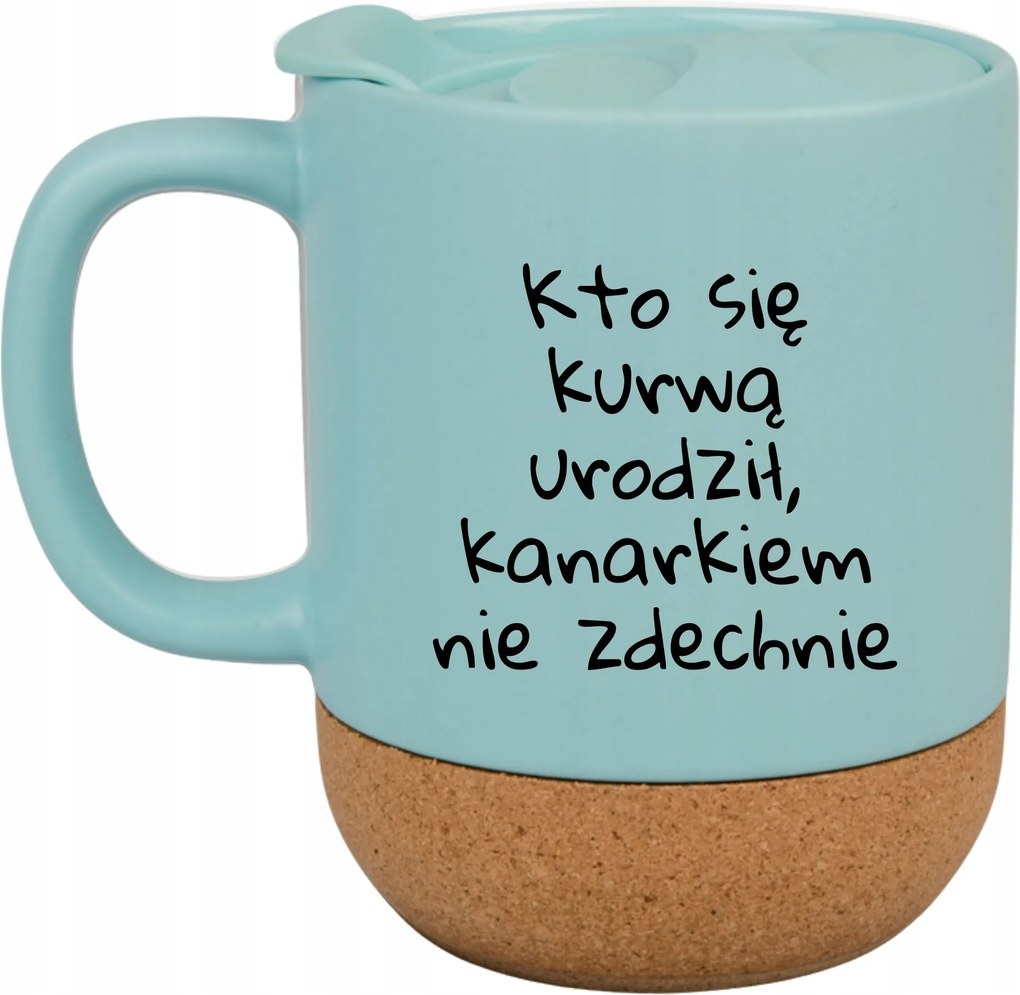 Kék Bögre Fedéllel És Parafa Aljjal Ajándék Aki K****