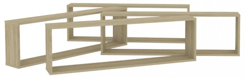 4 db sonoma tölgy színű szerelt fa fali polc 100x15x30 cm