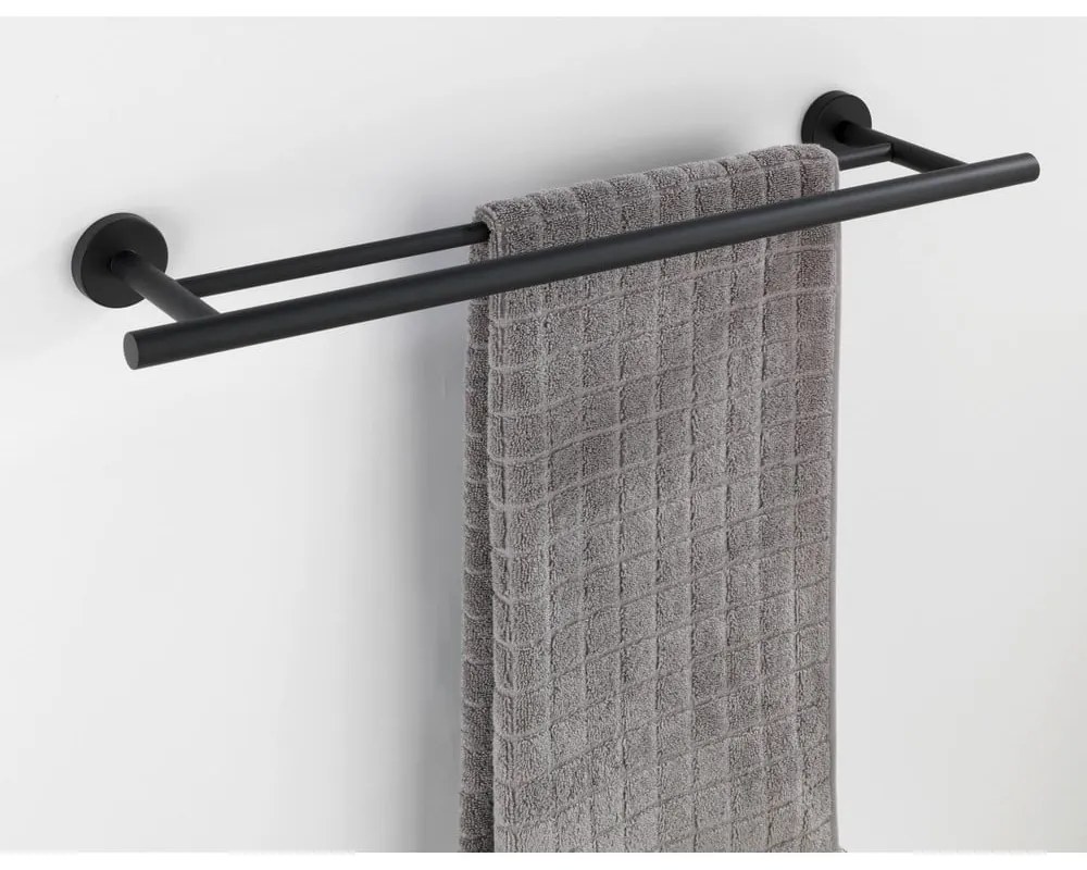 Matt fekete fali rozsdamentes acél törölközőtartó Bosio – Wenko