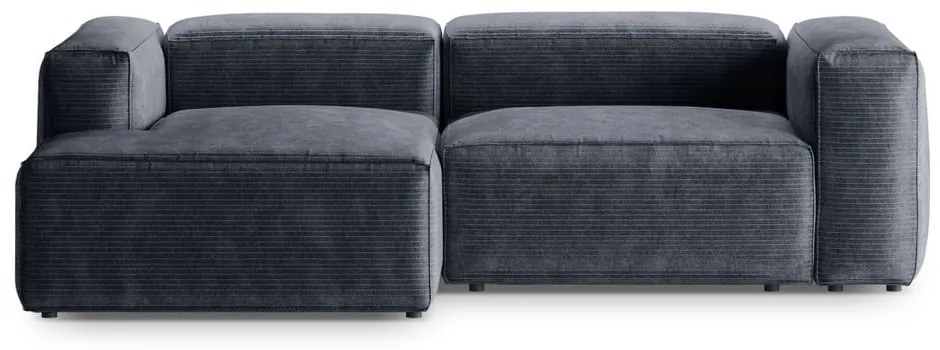 Szürkéskék kordbársony sarokkanapé (bal oldali-heverő résszel) Bergano – Cosmopolitan Design