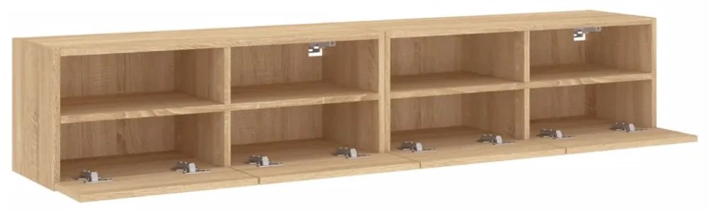 2 db sonoma tölgy színű szerelt fa fali TV-szekrény 80x30x30 cm