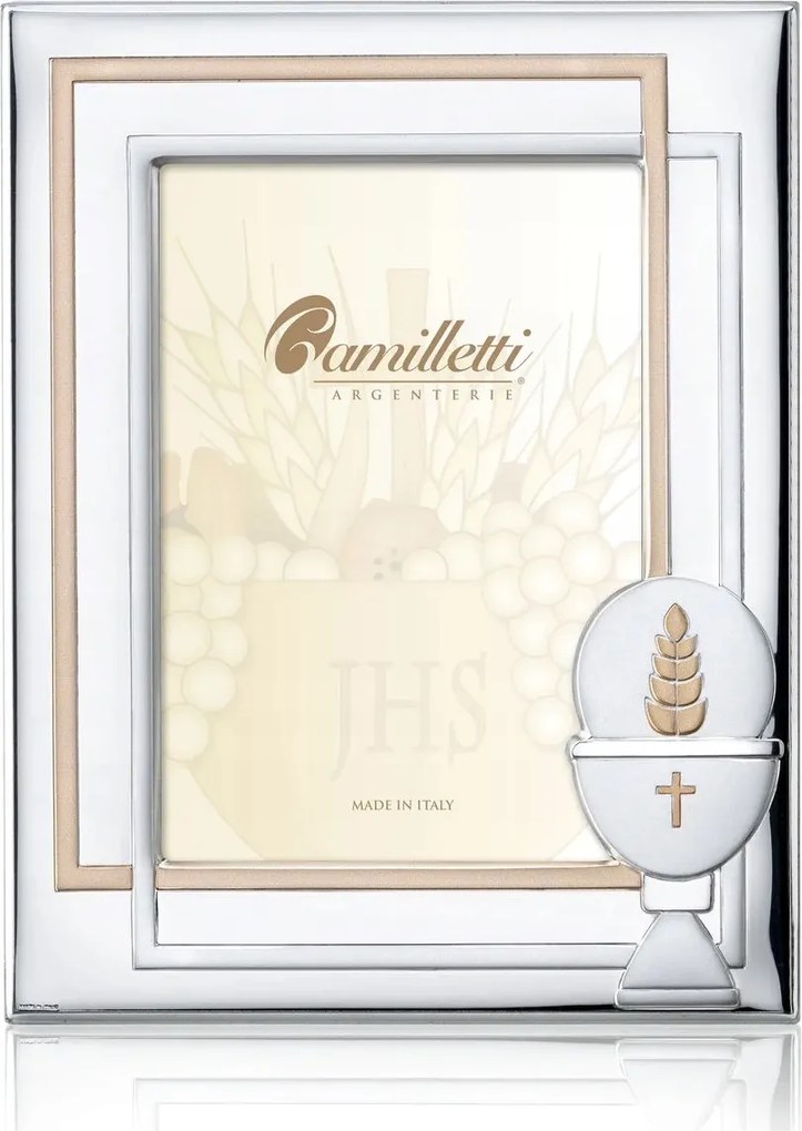 Ezüst színű úrvacsorai képkeret Mérete: 13x18 cm
