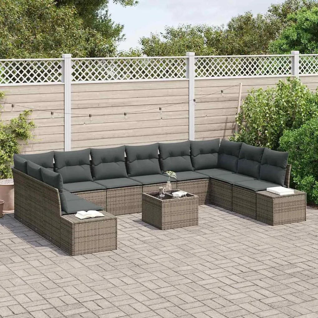 Kerti Kanapé Szett 11 pcs Szürke 344 x 209 x 85 cm Poli rattan