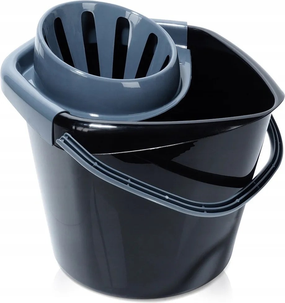Felmosó Vödör Facsaróval Műanyag Fekete Takarító 14 L Erős