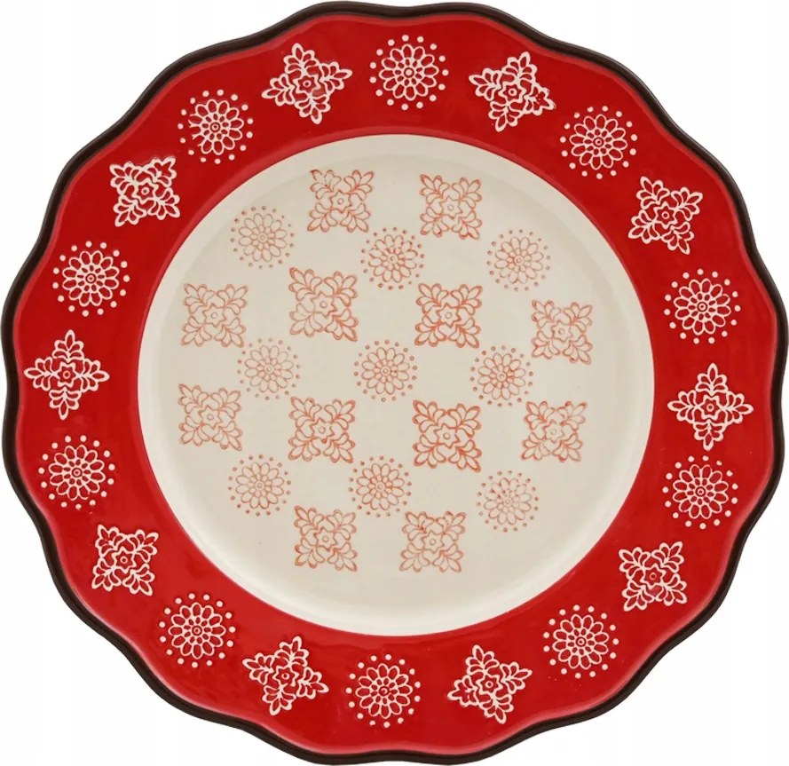 Ebédlő Tányér Piros 28cm nagy karácsonyi piros tortadíszítő