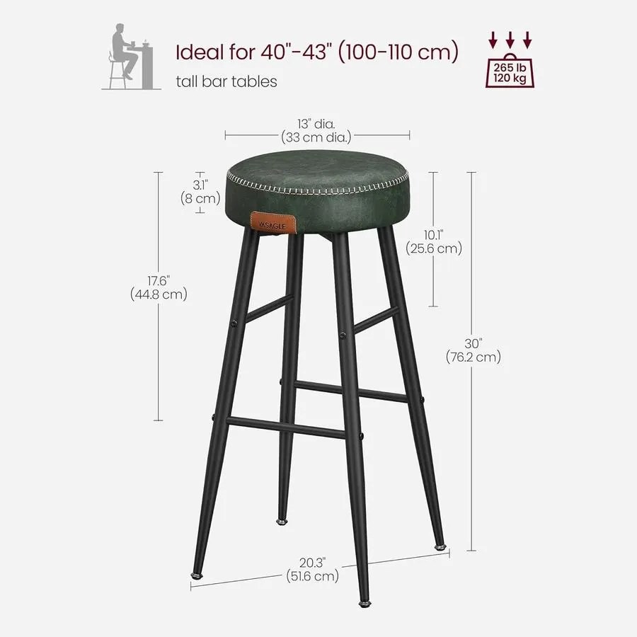 EKHO bárszékek, 2 db-os 76.2 cm magas bárszék szett, erdőzöld