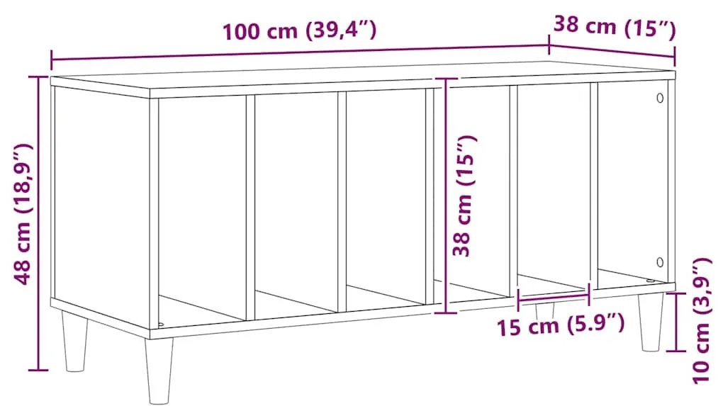 Rekord Szekrény Fekete Tölgy 100x38x48 cm Műgyanta