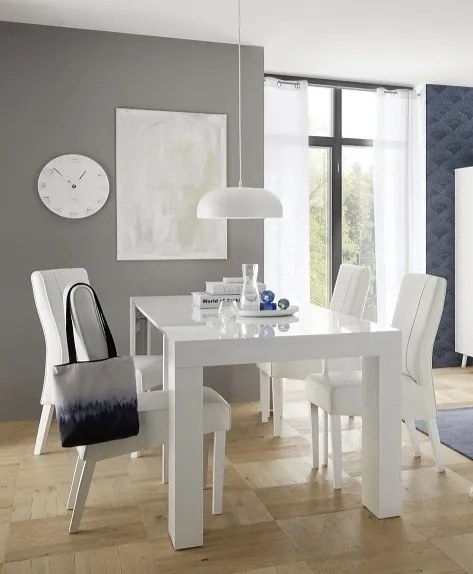 CITY Bővíthető asztal, fehér, magasfényű 137 (185) x 90 cm