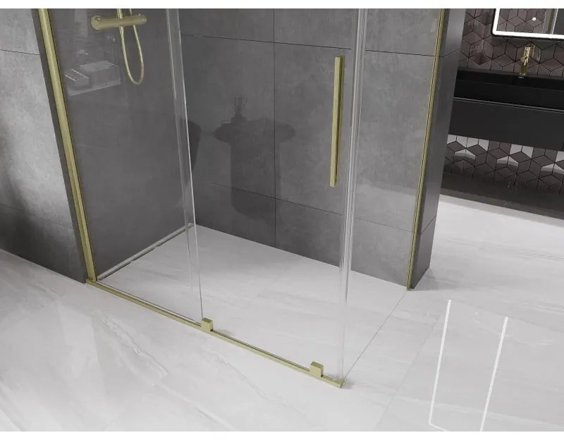 Mexen Velar, zuhanykabin tolóajtóval 160 (ajtó) x 85 (fal) cm, 8mm átlátszó üveg, arany matt, 871-160-085-01-55