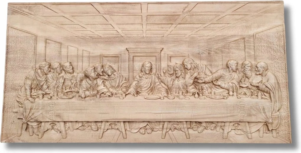 Vászonkép fából Felakasztható fa dombormű Utolsó vacsora 40