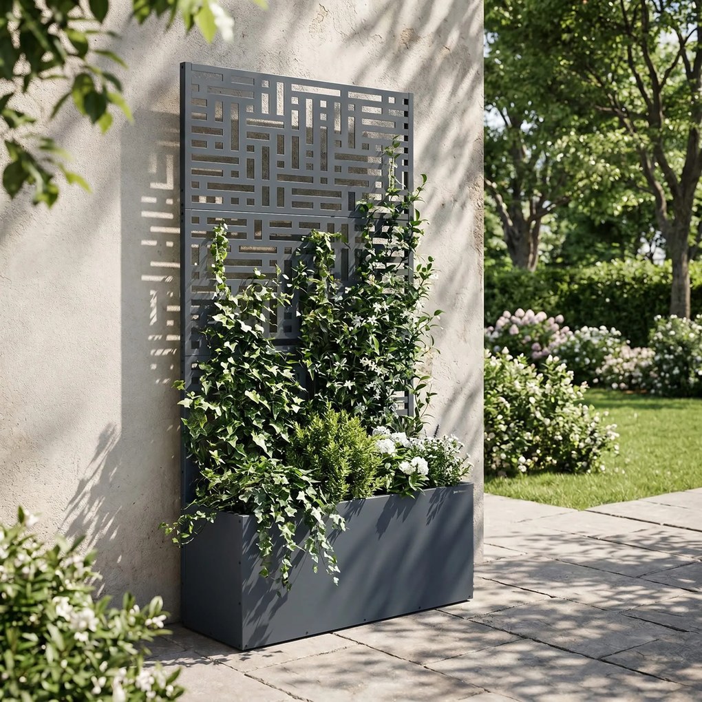 Fém kerti pergola virágládával 3in1, antracit, 900x1800x300 mm: ROSE