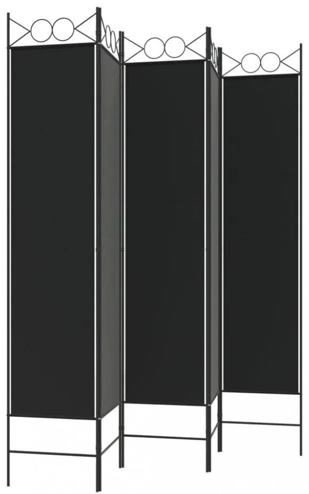 5 paneles fekete szövet térelválasztó 200x200 cm