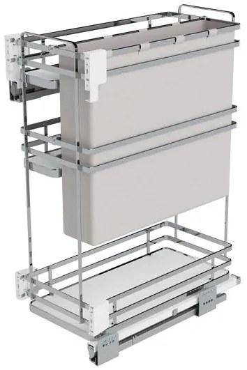 Konyhai fémrács, 300mm, oldalra szerelhető, króm-fehér, teljes kihúzás, csillapított záródás, rejtett fióksín, 3 kosár, textílzsákkal SIGE, Infinity P...