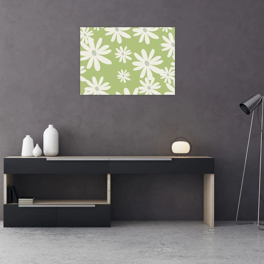 Üveg kép - Hippik, zöld virágok N⁰1 (70x50 cm)