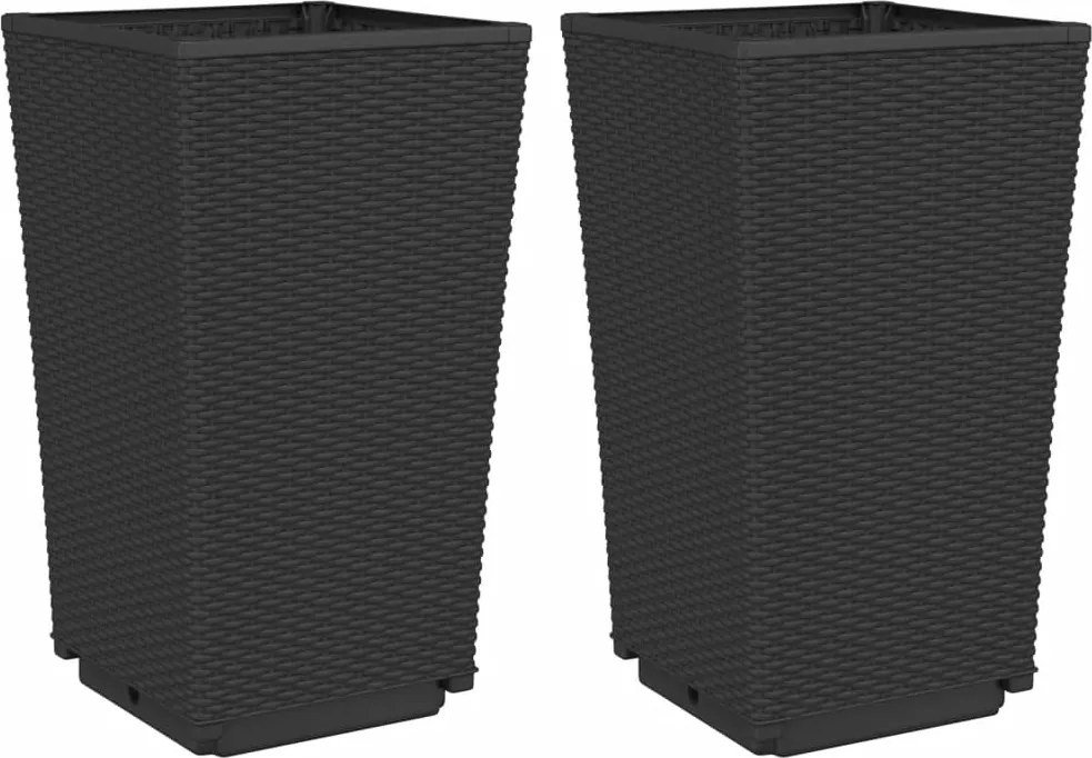 vidaXL 2 db fekete polipropilén kerti ültetőláda 32,5 x 32,5 x 57 cm