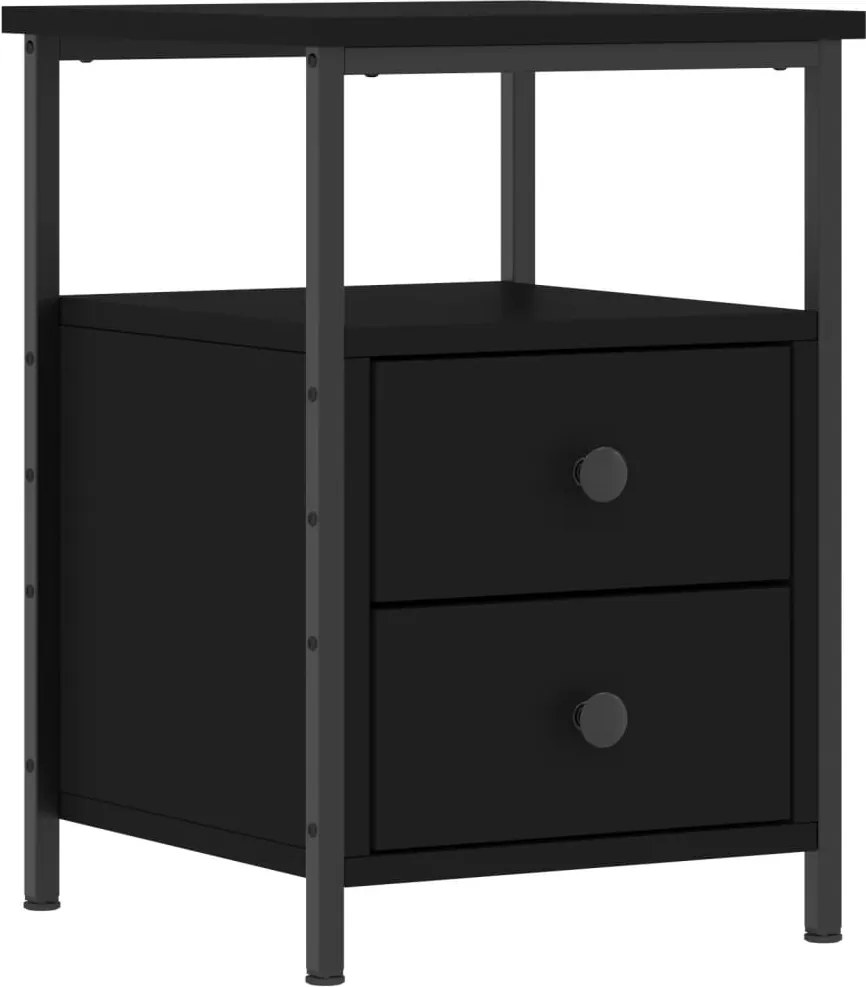 vidaXL fekete szerelt fa éjjeliszekrény 34x35,5x50 cm