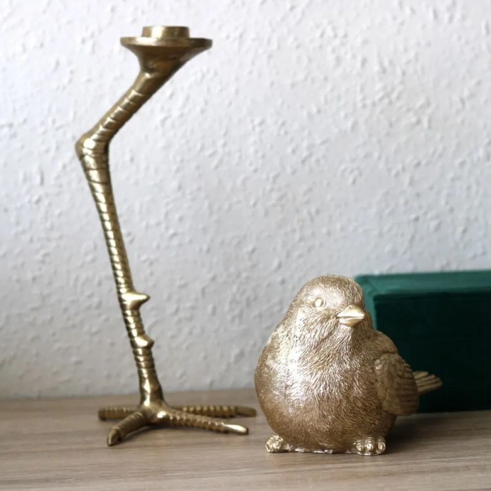 Tihamér fém tyúkláb gyertyatartó 26 cm