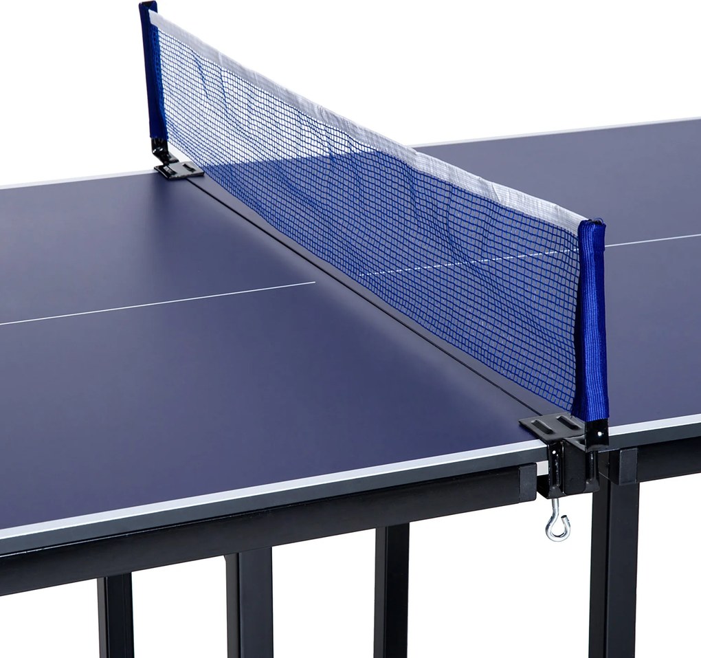 HOMCOM Asztalitenisz Asztal, Ping Pong Asztal Hálóval, 2 Asztallá Átalakítható, Közepes Méret, Összecsukható Lábak, 182 x 91 x 76 cm Kék | Aosom