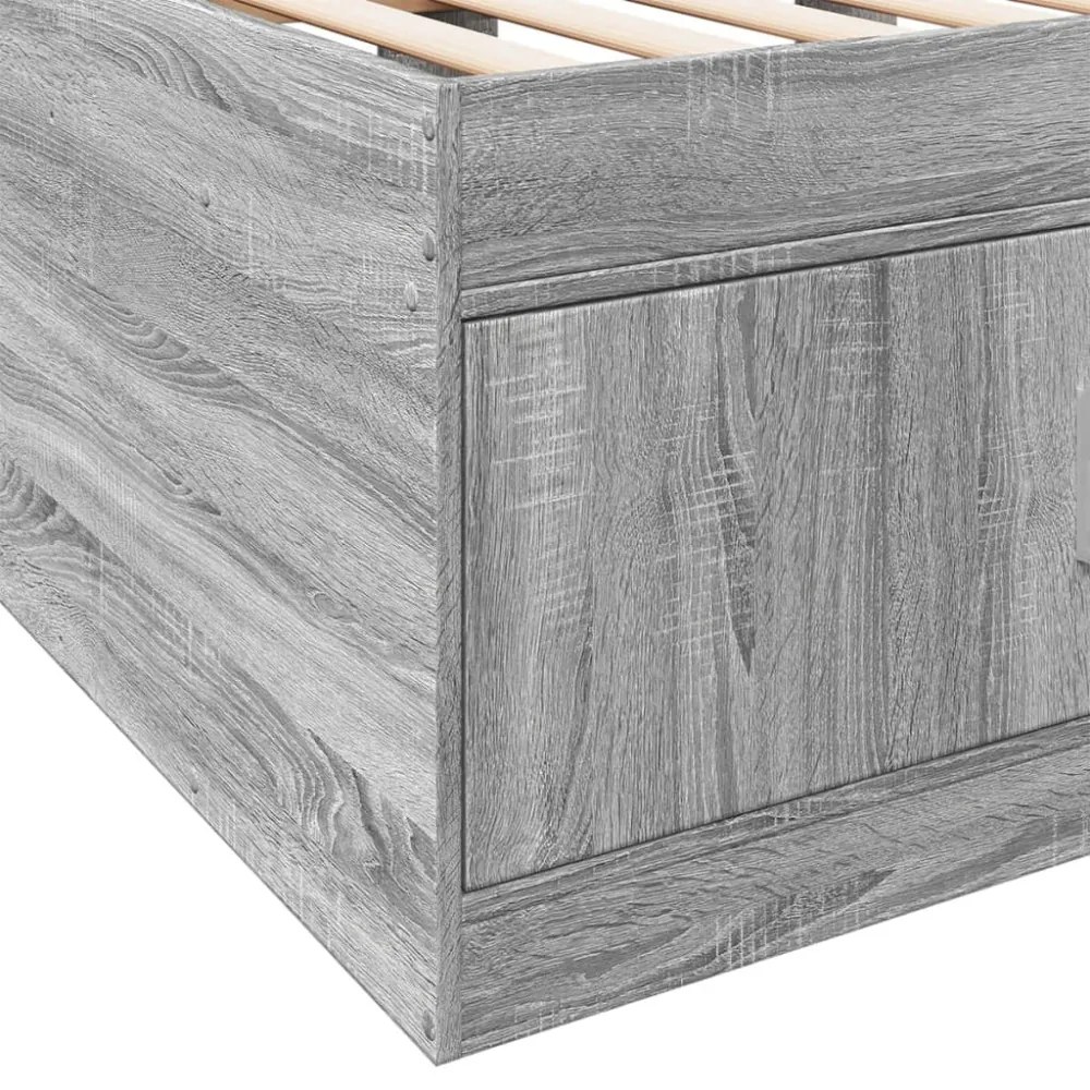 szürke sonoma kanapéágy fiókkal matrac nélkül 100x200 cm
