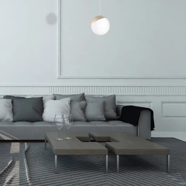 Csillár zsinóron SFERA WOOD 1xE14/40W/230V fehér