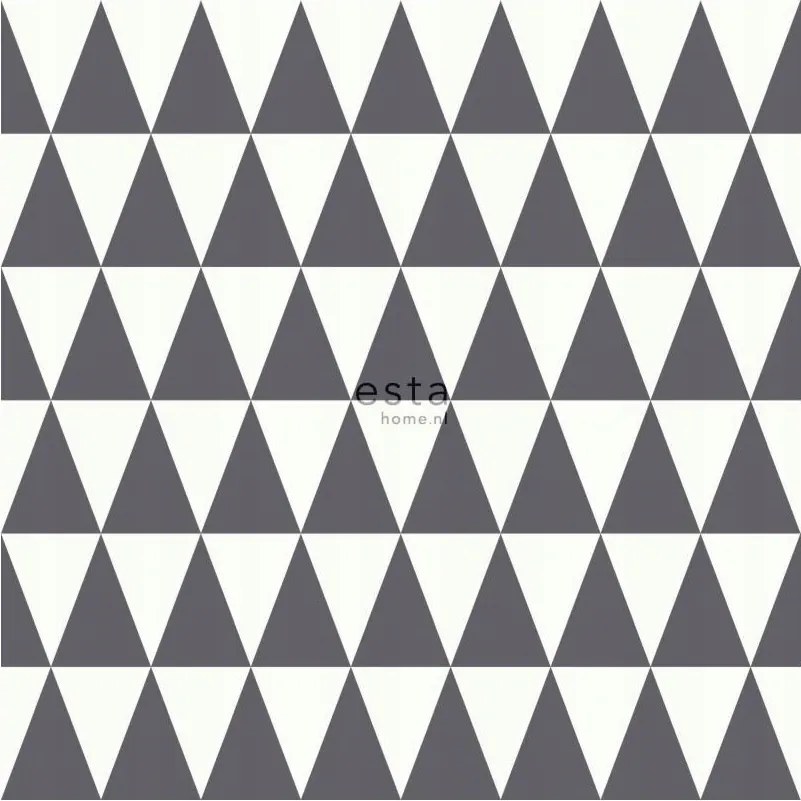 Geometrikus fali tapéta fekete-fehér háromszögek Boho 148672 Esta Home