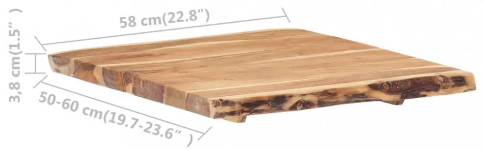 tömör akácfa asztallap 58 x (50-60) x 3,8 cm
