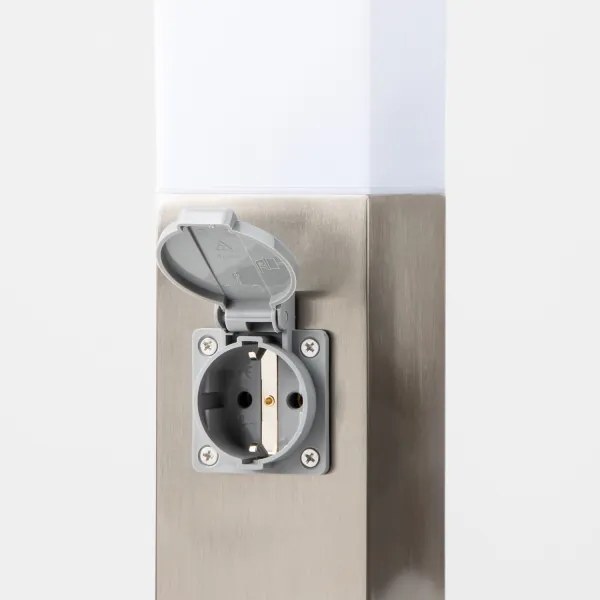 BRILAGI - Kültéri lámpa két Schuko aljzattal SCHUKO NOVA 1xE27/15W/230V 40 cm IP44 króm