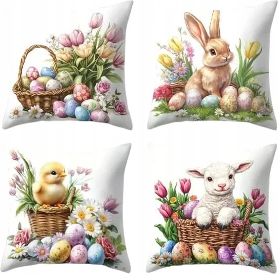 Húsvéti díszpárnahuzat báránycsirkével 45x45