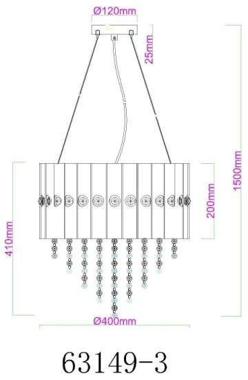 Globo 63149-3 - Csillár zsinóron ELEOS 3xE27/40W/230V átm. 40 cm